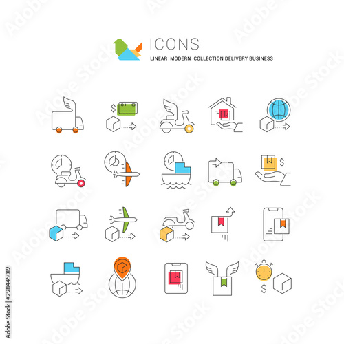 Set Vector Line Icons of Delivery Business