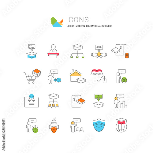 Set Vector Line Icons of Educational Business