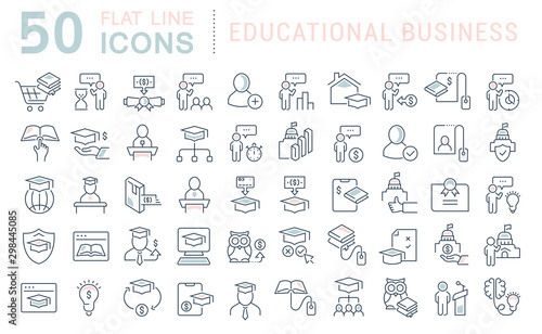 Set Vector Line Icons of Educational Business