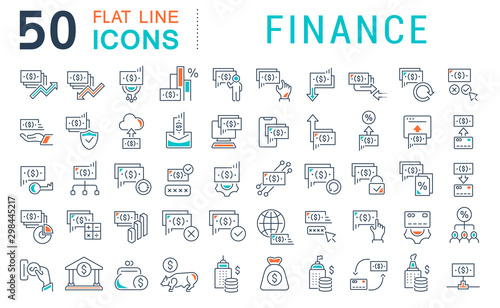 Set Vector Line Icons of Finance