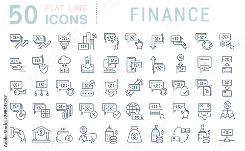 Set Vector Line Icons of Finance