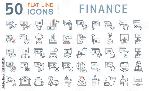 Set Vector Line Icons of Finance