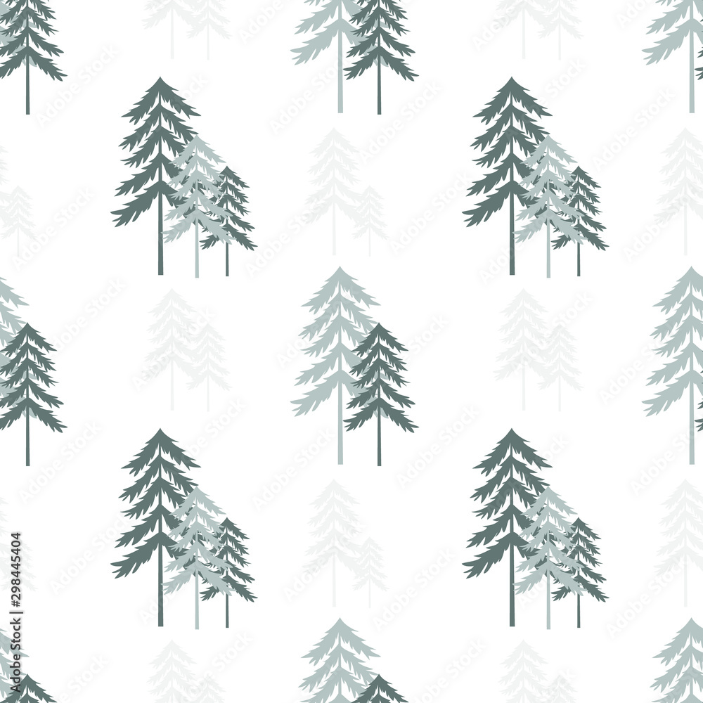 Obraz premium Seamless christmas tree pattern. Background merry christmas textiles, fabrics, cotton fabric, covers, wallpaper, print, gift wrapping, postcard, scrapbooking. Raster copy.
