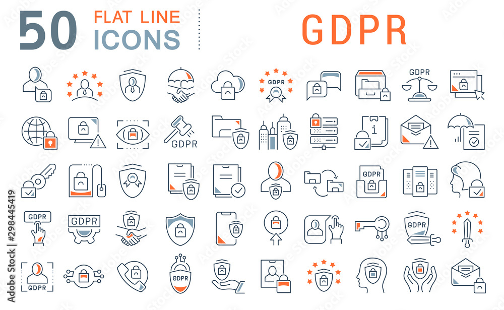 Set Vector Line Icons of GDPR Set Vector Line Icons of GDPR