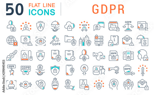 Set Vector Line Icons of GDPR
