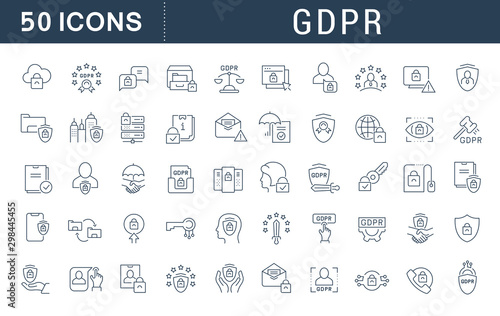 Set Vector Line Icons of GDPR