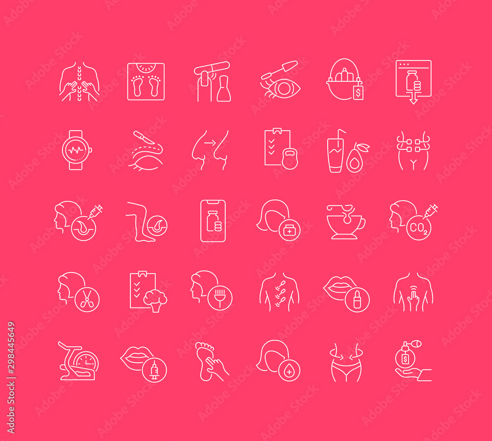 Collection Linear Icons of Health and Beauty Industry Collection Linear Icons of Health and Beauty Industry