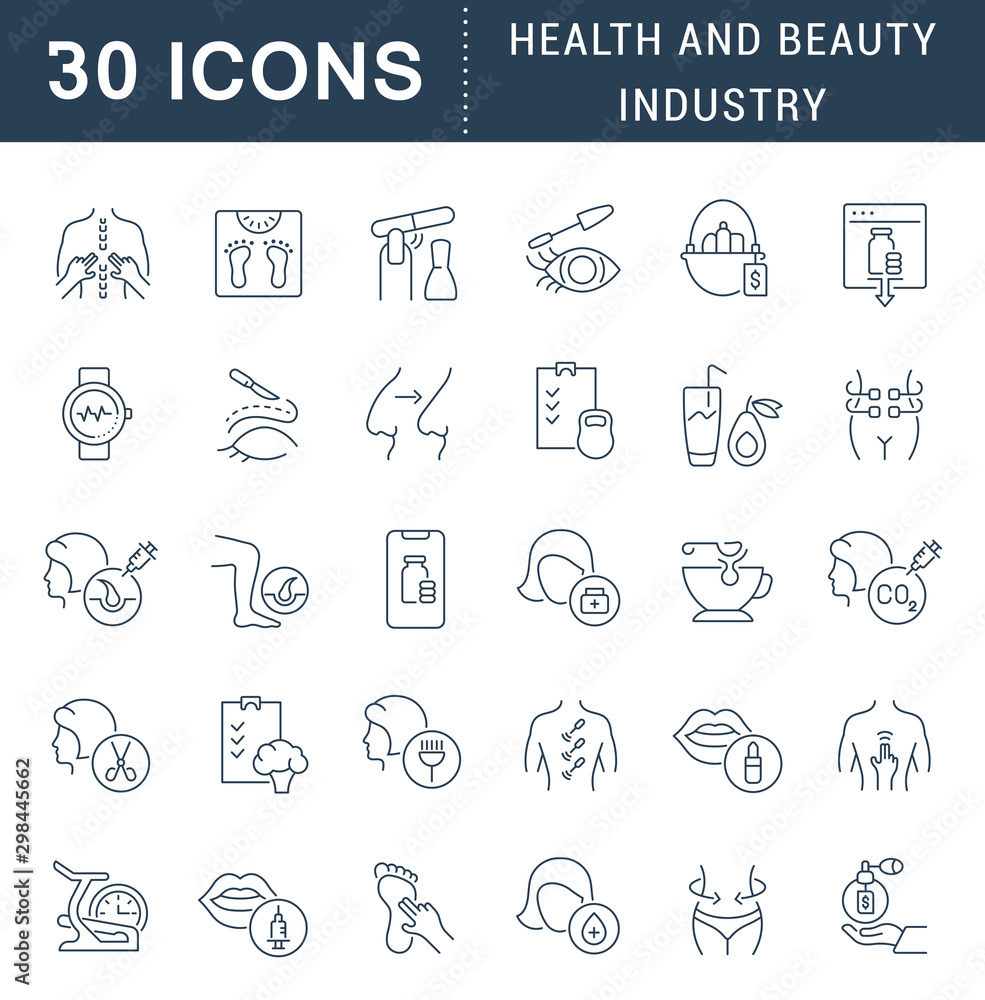Set Linear Icons of Health and Beauty Industry Set Linear Icons of Health and Beauty Industry