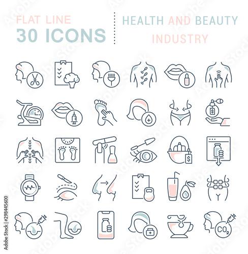 Collection Linear Icons of Health and Beauty Industry