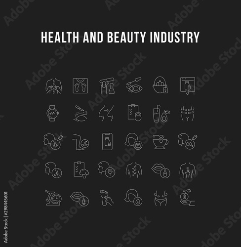 Collection Linear Icons of Health and Beauty Industry
