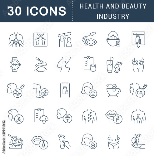 Set Linear Icons of Health and Beauty Industry