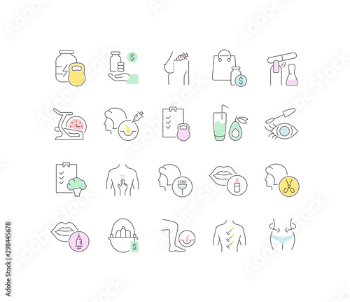 Collection Linear Icons of Health and Beauty
