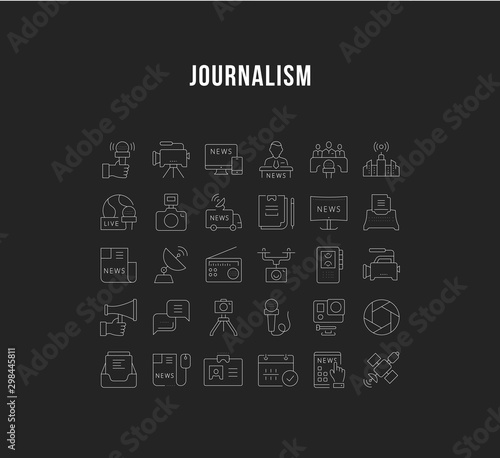 Set Vector Flat Line Icons Journalism