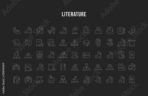 Set Vector Line Icons of Literature.