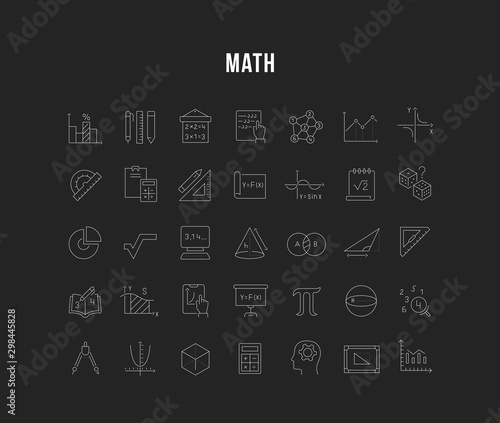 Set Vector Line Icons of Mathematics.