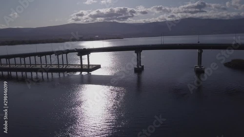 Wallpaper Mural Vehicle traffic crossing a tall floating bridge in bright sunshine 6 of 7 Torontodigital.ca