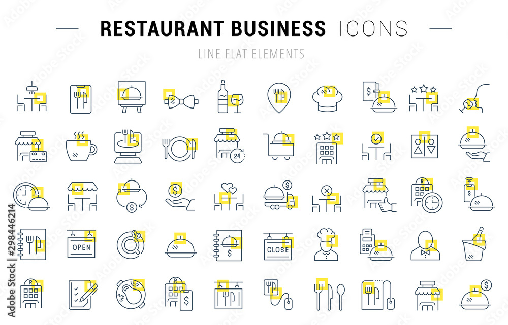 Set Vector Line Icons of Restaurant Business Set Vector Line Icons of Restaurant Business