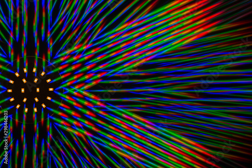 Photo of the Diffraction pattern of LED array light, comprising a large number of diffraction orders obtained by the thin phase gratings