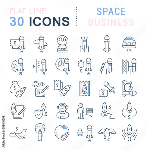 Set Vector Line Icons of Space Business