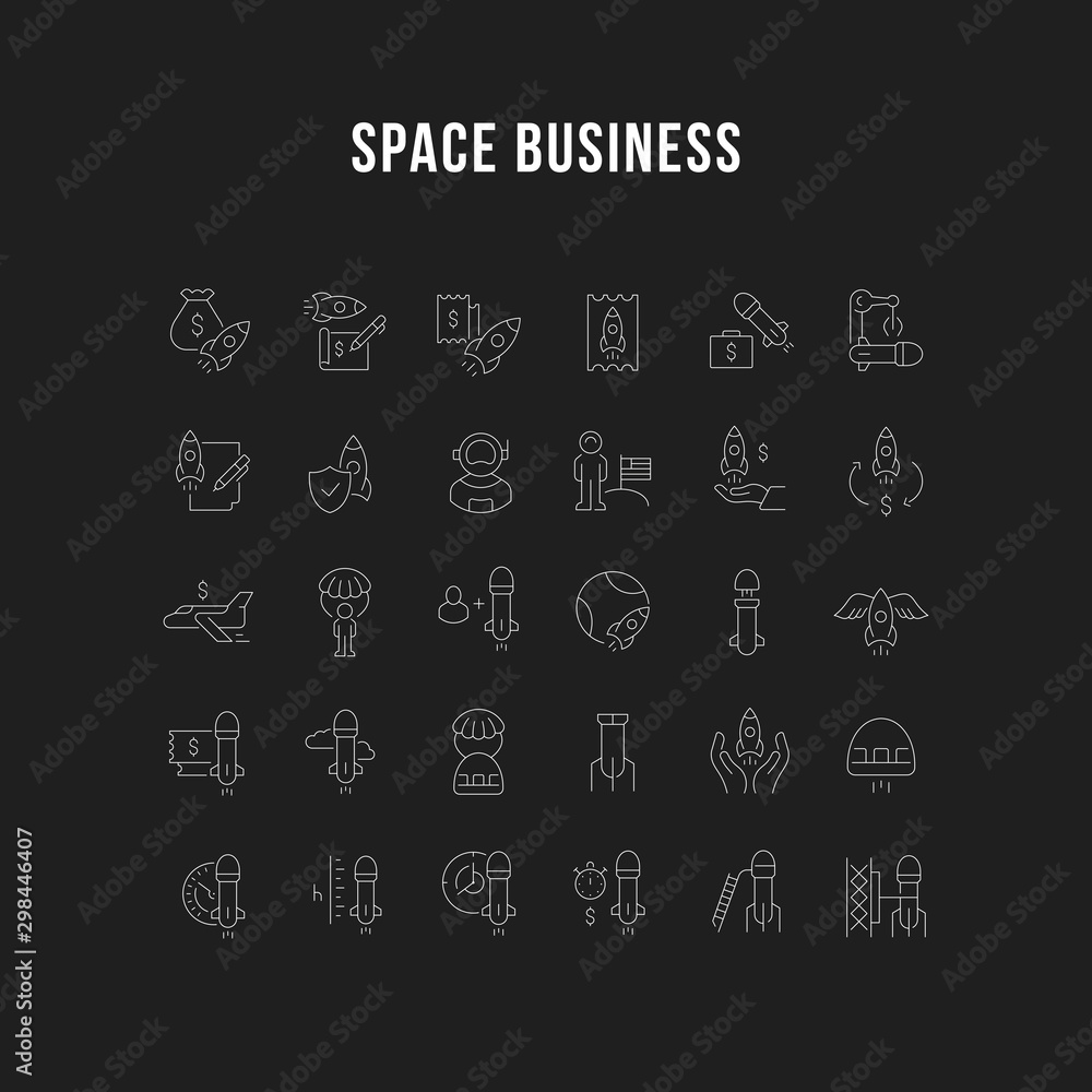 Set Vector Line Icons of Space Business Set Vector Line Icons of Space Business