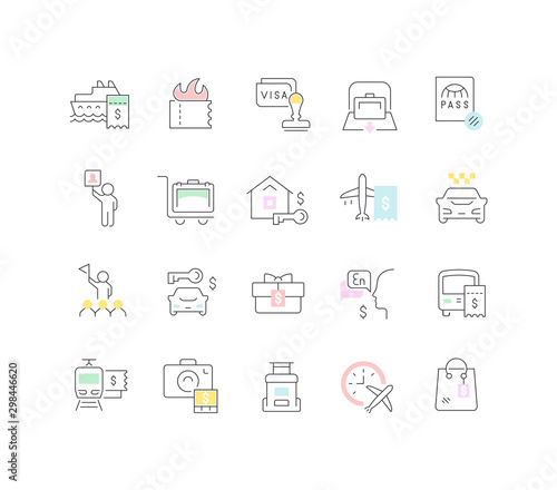 Set Vector Line Icons of Tourist Business