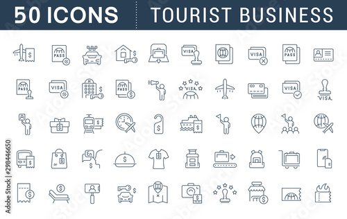 Set Vector Line Icons of Tourist Business