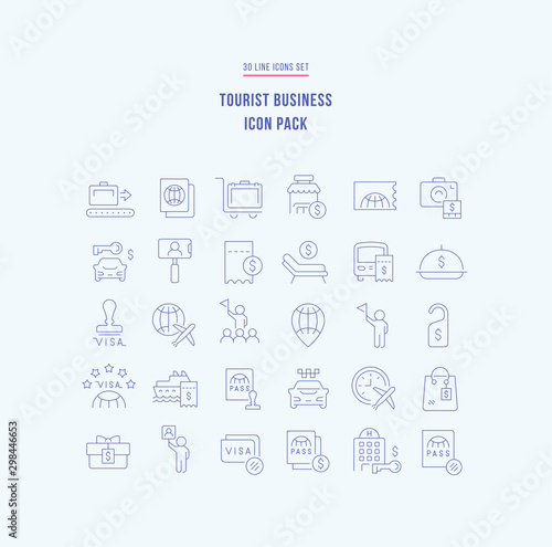 Set Vector Line Icons of Tourist Business