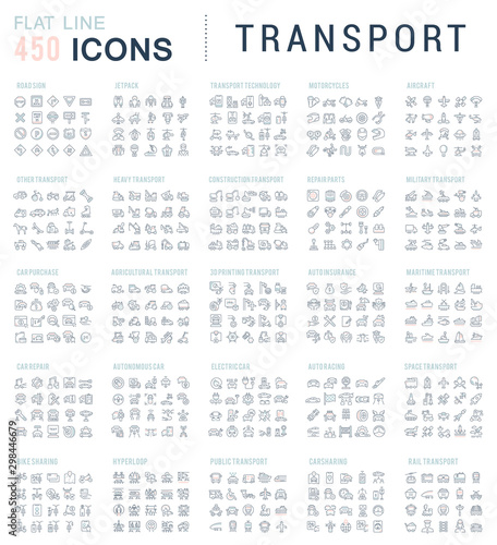 Set Vector Line Icons of Transport