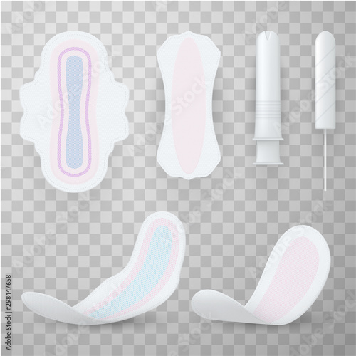 Feminine hygiene products realistic vector illustrations set