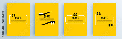 Quote frames blank templates set. Text in brackets, citation empty speech bubbles, quote bubbles. Textbox isolated on color background. Vector illustration.