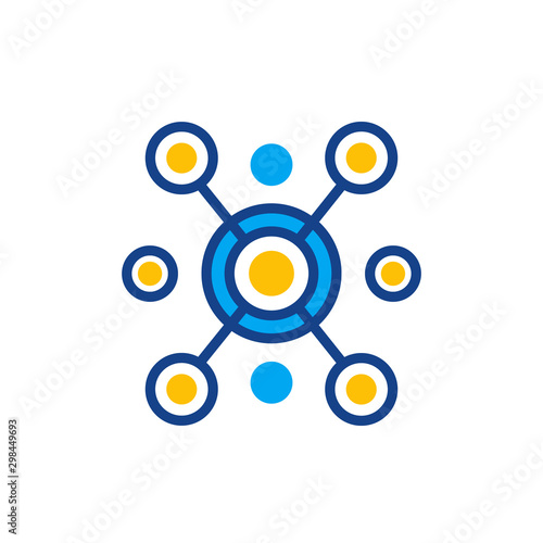 Hub, connections icon, flat vector