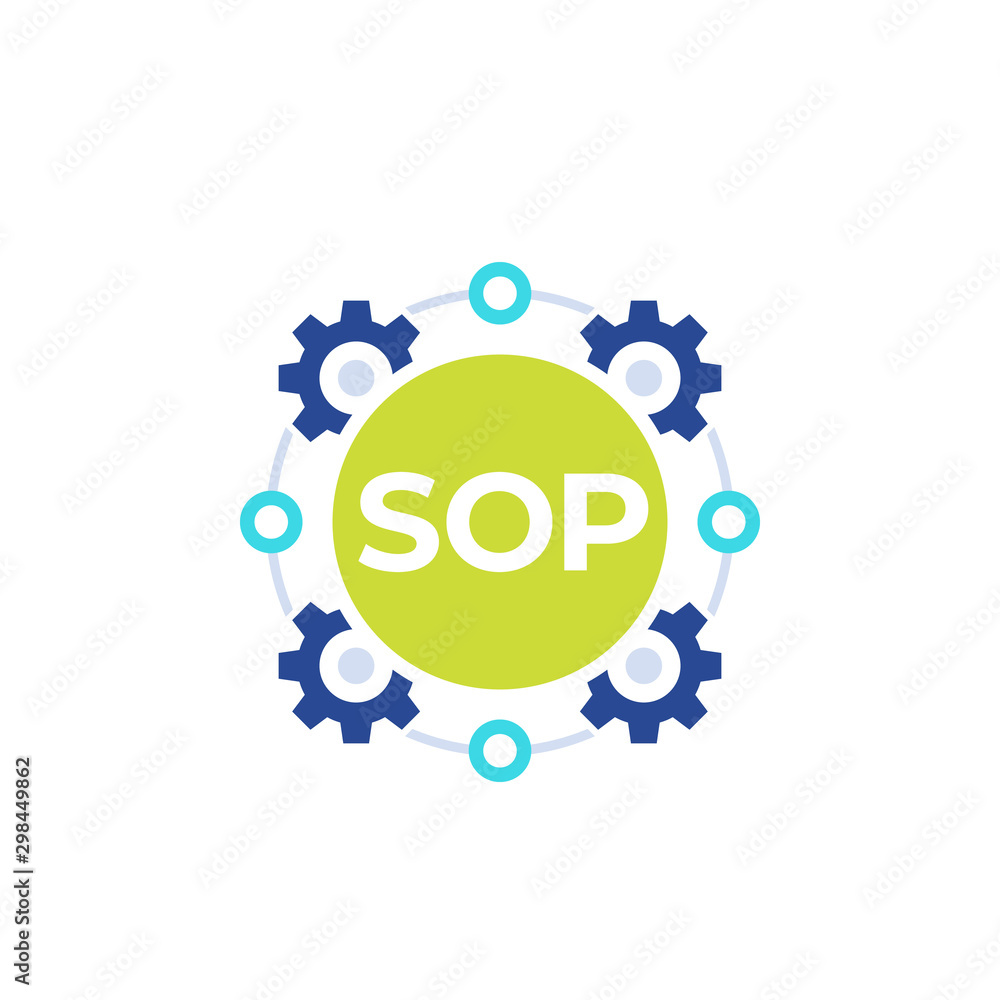 SOP icon, Standard Operating Procedure, flat vector SOP icon, Standard Operating Procedure, flat vector