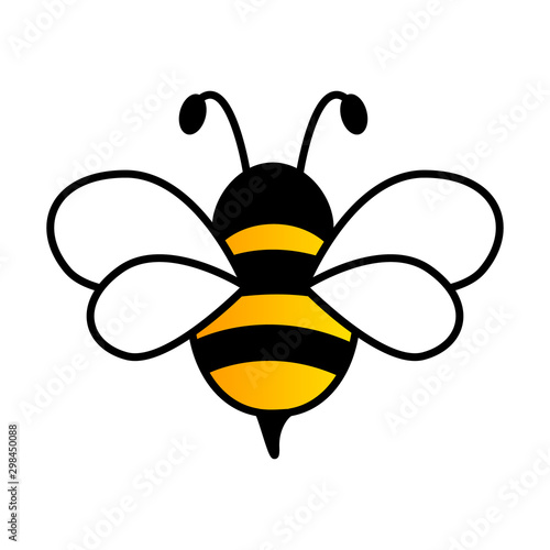 Fototapeta Piękny prosty projekt żółtej i czarnej pszczoły na białym tle