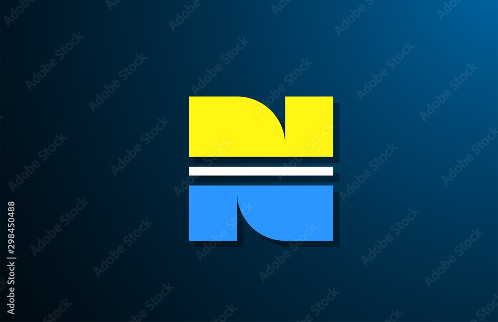 N yellow blue bold logo letter alphabet for company icon design N yellow blue bold logo letter alphabet for company icon design