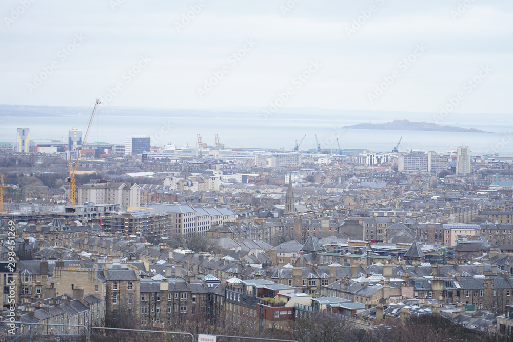 EDINBURGH,24  March 2018  - city  view of Edinburgh city in Scotland.Landscape cityscape concept.