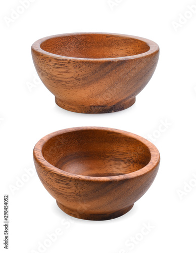 wood bowl on white background © RATMANANT