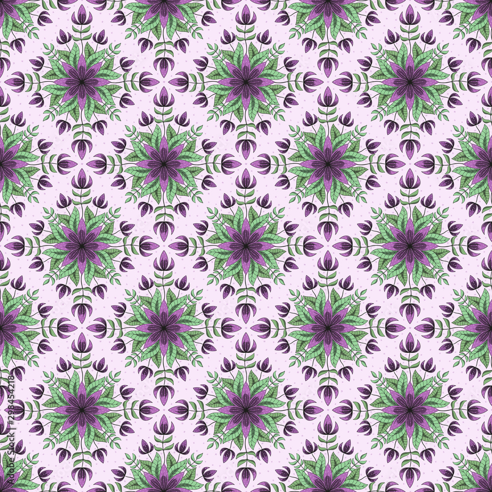 PrintGeometric floral tile pattern, seamless vector repeat, moroccan tile design