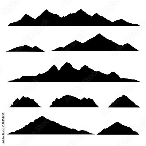 Mountain silhouette. Isolated set elements mountain landscape. Vector illustration.