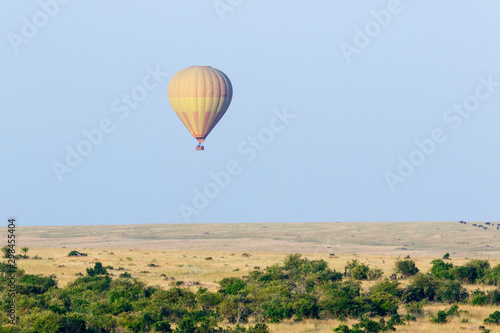 Hot air balloon over the African savannah