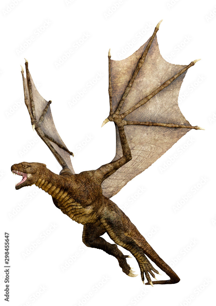 Fototapeta premium 3D Rendering Fairy Tale Dragon on White