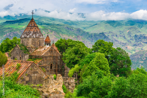 Restoration of the monastery Sanahin in a beautiful picturesque place of Armenia  sight and heritage of UNESCO