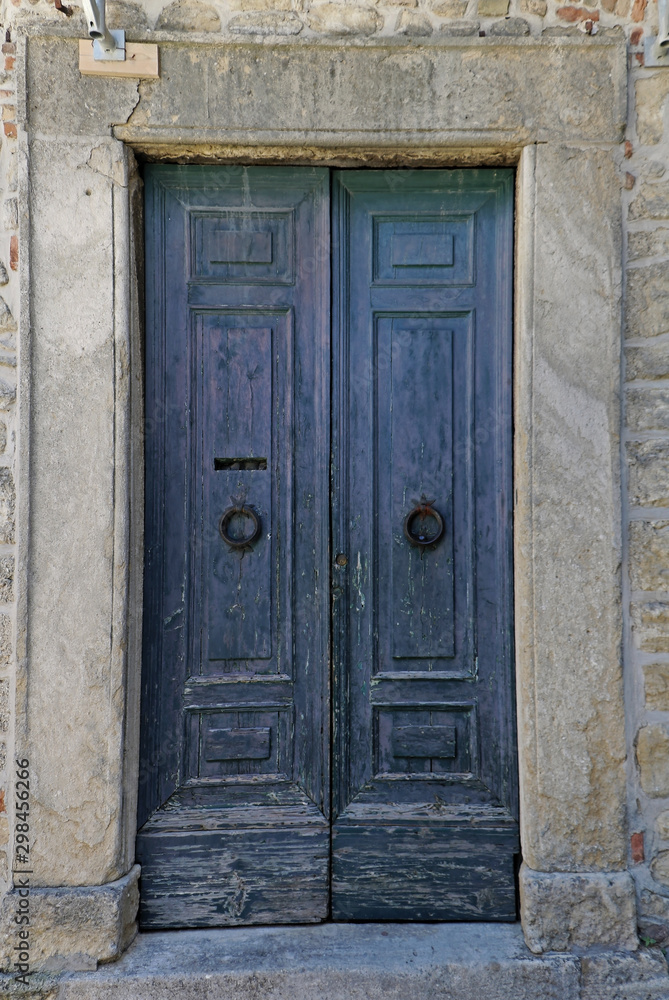Old blue wooden door