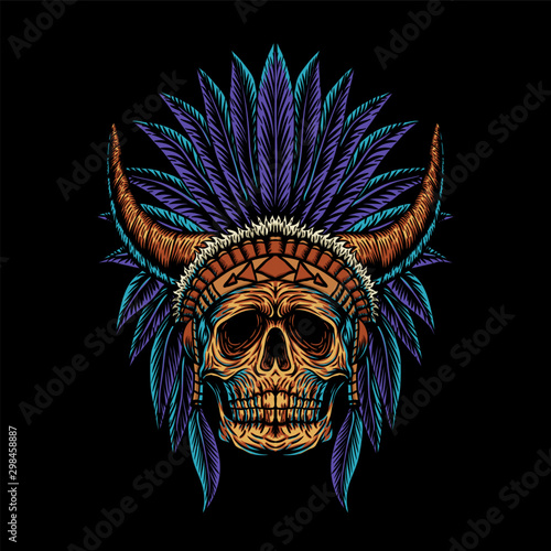 skull indian horn vector illustration