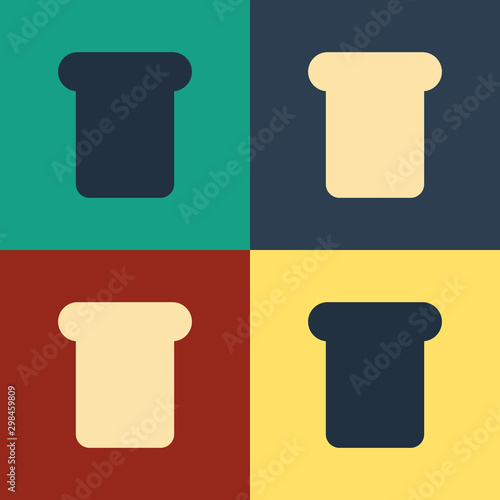 Color Bread toast for sandwich piece of roasted crouton icon isolated on color background. Lunch, dinner, breakfast snack. Vintage style drawing. Vector Illustration
