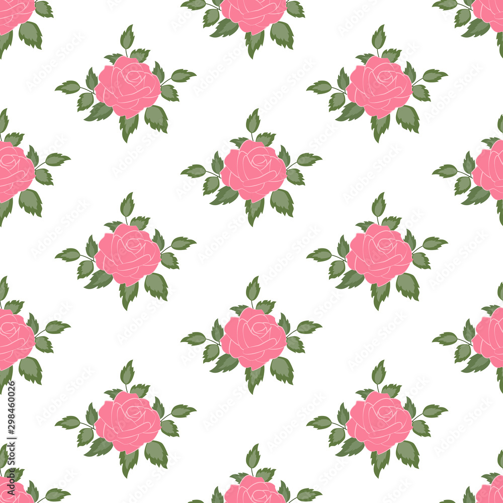 Rosebud flower seamless pattern