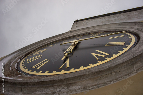 The clock on the bell tower. Nilo-Stolobenskaya Deserts. The monastery on the shores of Lake Seliger in the Tver region. photo