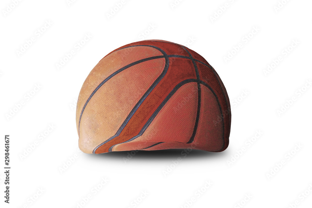 Basketball ball flat that is separated from the floor of sports