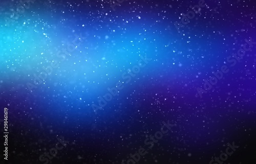 Aurora boreal on dark night sky abstract background. Blue violet black texture. Abstract magical cosmic illustration. Secret shine. Fluffy snowfall pattern.