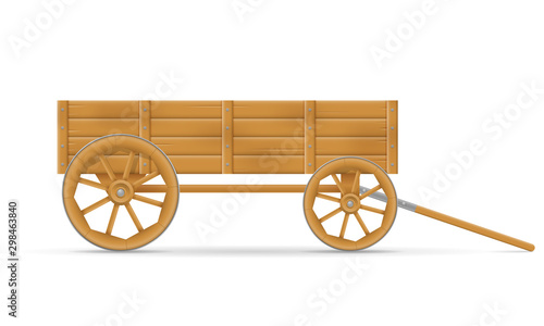 wooden cart for horse vector illustration
