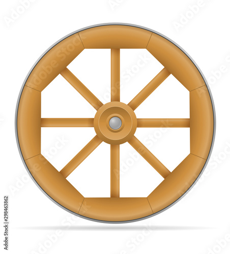 wooden cart wheel with horse vector illustration